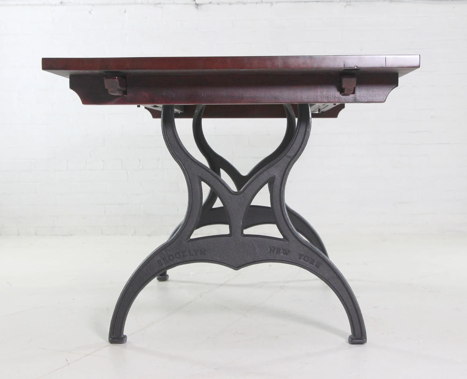 Handmade Red Mahogany Apitong Dining Table With Cast Iron Brooklyn Legs 12 Handmade Red Mahogany Apitong Dining Table With Cast Iron Brooklyn Legs - Image 10