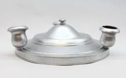 1940s 3 Light Flush Mount Fixture Finished With Silver Enamel 10 1940s 3 Light Flush Mount Fixture Finished With Silver Enamel -OGT Sale Store q272951 04