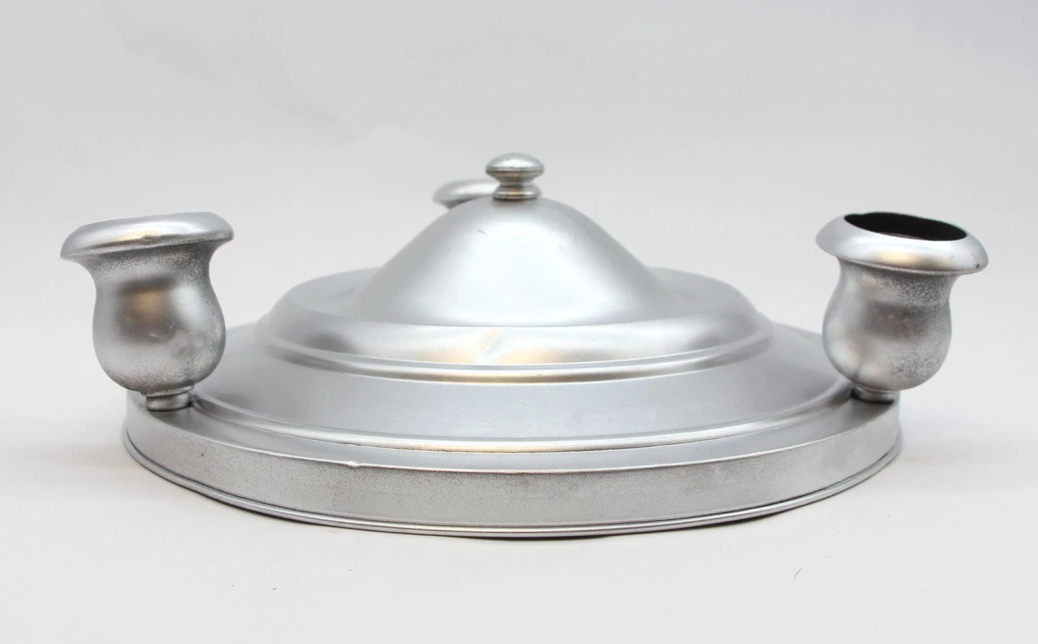 1940s 3 Light Flush Mount Fixture Finished With Silver Enamel 6 1940s 3 Light Flush Mount Fixture Finished With Silver Enamel - Image 4