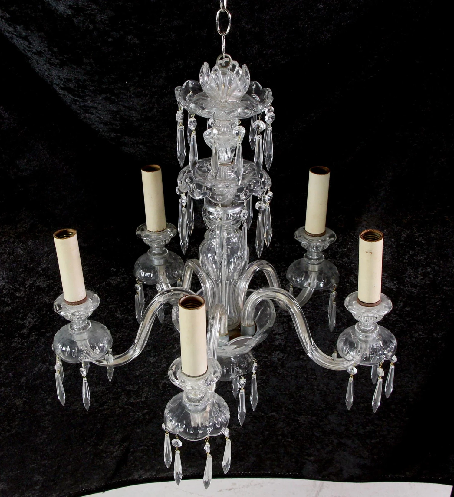 Antique Traditional 5 Arm Clear Crystal Chandelier 10 Antique Traditional 5 Arm Clear Crystal Chandelier - Image 8