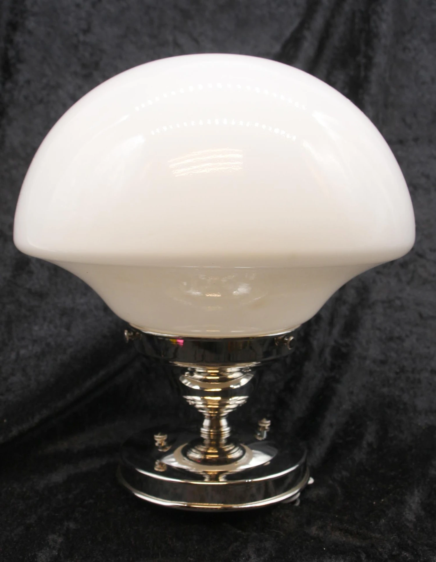 Antique Schoolhouse Milk Glass 10 In. Globe With Nickel Flush Mount 6 Antique Schoolhouse Milk Glass 10 In. Globe With Nickel Flush Mount - Image 4