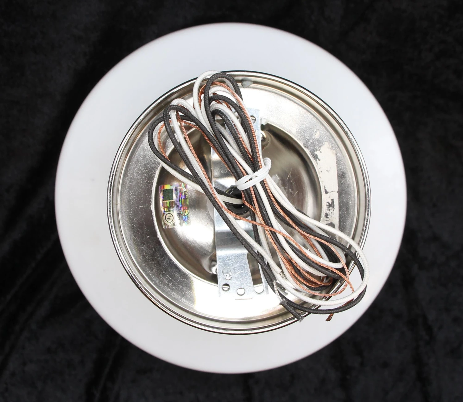 Antique Schoolhouse Milk Glass 10 In. Globe With Nickel Flush Mount 7 Antique Schoolhouse Milk Glass 10 In. Globe With Nickel Flush Mount - Image 5