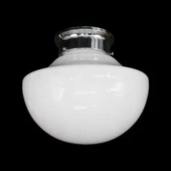 Antique Schoolhouse Milk Glass 10 In. Globe With Nickel Flush Mount 16 Antique Schoolhouse Milk Glass 10 In. Globe With Nickel Flush Mount -OGT Sale Store q273498 06