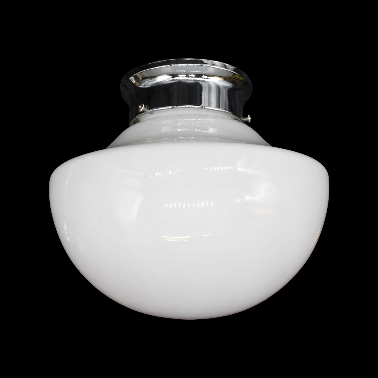 Antique Schoolhouse Milk Glass 10 In. Globe With Nickel Flush Mount 8 Antique Schoolhouse Milk Glass 10 In. Globe With Nickel Flush Mount - Image 6