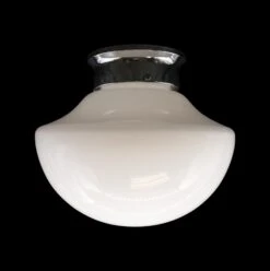 Antique Schoolhouse Milk Glass 10 In. Globe With Nickel Flush Mount 18 Antique Schoolhouse Milk Glass 10 In. Globe With Nickel Flush Mount -OGT Sale Store q273498 08