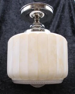 1950s Art Deco White & Clear 9 In. Glass Flush Mount Light -OGT Sale Store q273504 05