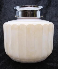 1950s Art Deco White & Clear 9 In. Glass Flush Mount Light -OGT Sale Store q273504 09