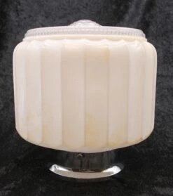 1950s Art Deco White & Clear 9 In. Glass Flush Mount Light -OGT Sale Store q273504 11