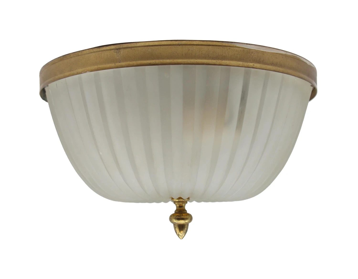 1960s Elegant Frosted Prism Glass Dome Flush Mount Light 7 1960s Elegant Frosted Prism Glass Dome Flush Mount Light - Image 5