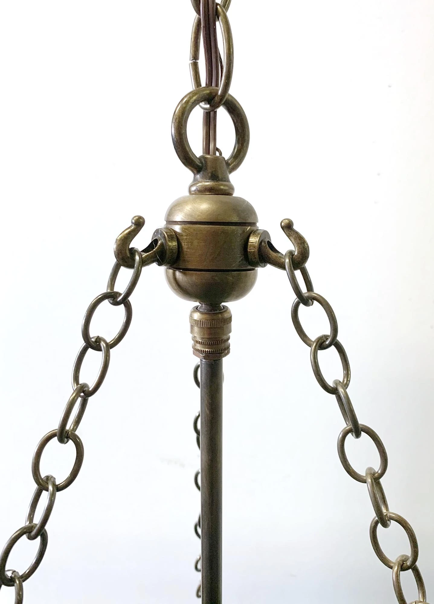 Antique 11.75 In. Blue Green Crystal Glass Bell Jar Pendant Light 9 Antique 11.75 In. Blue Green Crystal Glass Bell Jar Pendant Light - Image 7