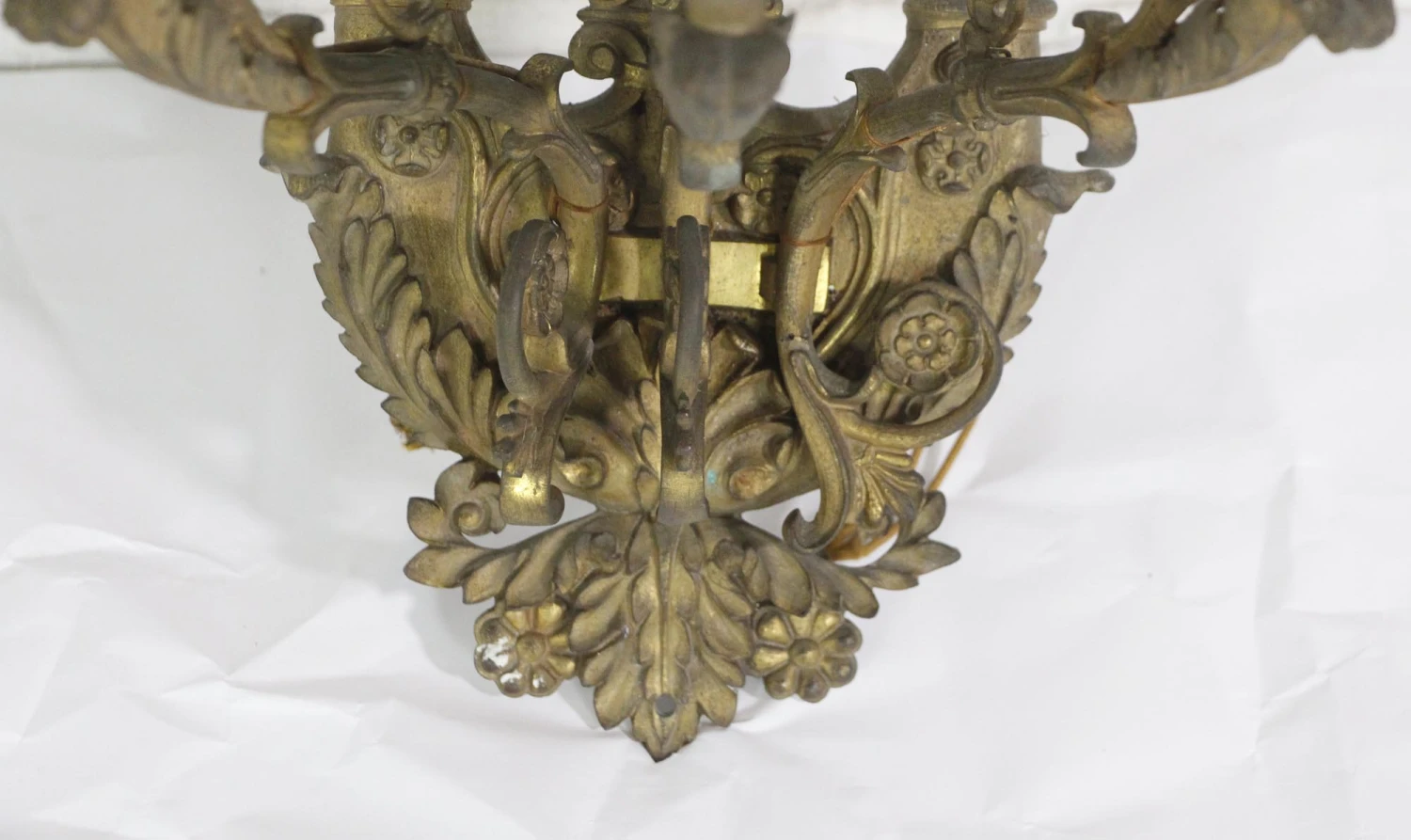 Pair Of 5 Arm Cast Bronze French Floral Figural Sconces 8 Pair Of 5 Arm Cast Bronze French Floral Figural Sconces - Image 6