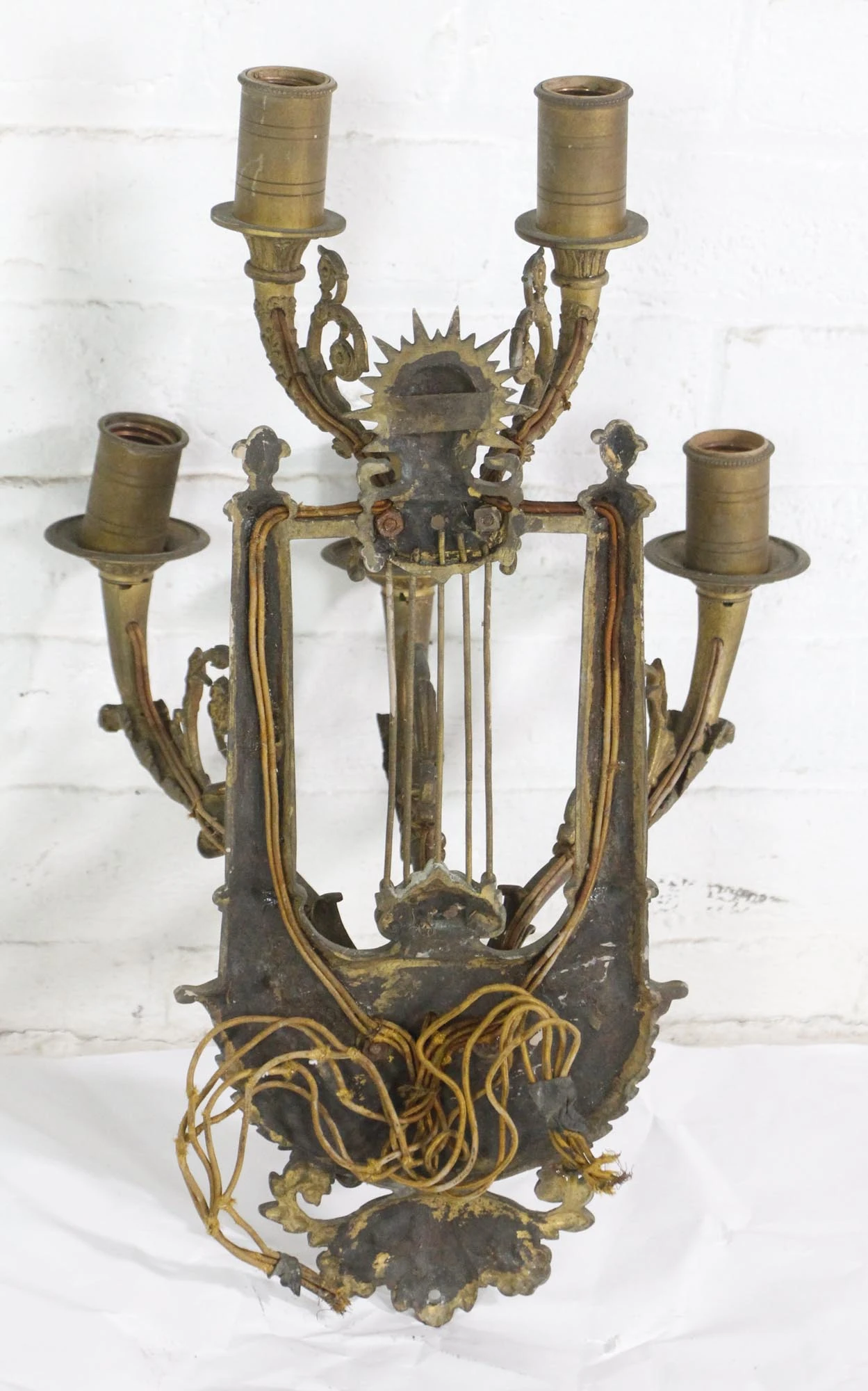 Pair Of 5 Arm Cast Bronze French Floral Figural Sconces 16 Pair Of 5 Arm Cast Bronze French Floral Figural Sconces - Image 14