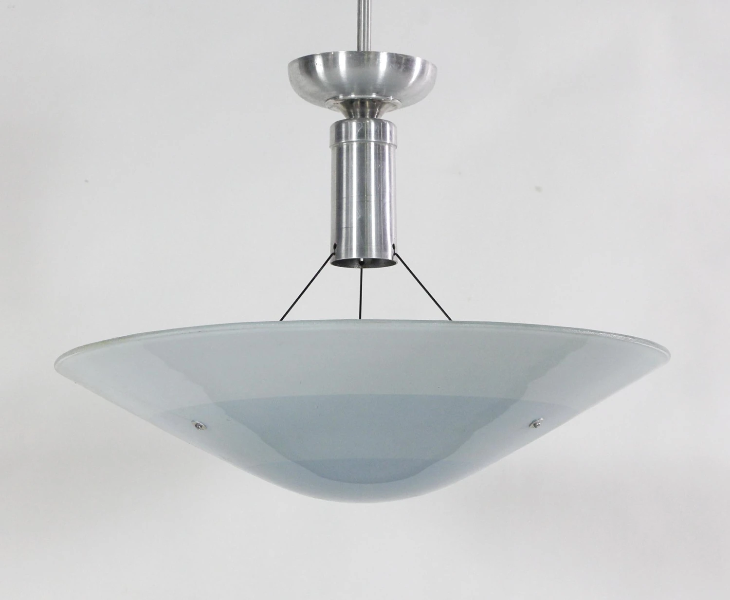 1950s Mid Century Concentric Circle Ombre Blue Glass Pendant Light 6 1950s Mid Century Concentric Circle Ombre Blue Glass Pendant Light - Image 4