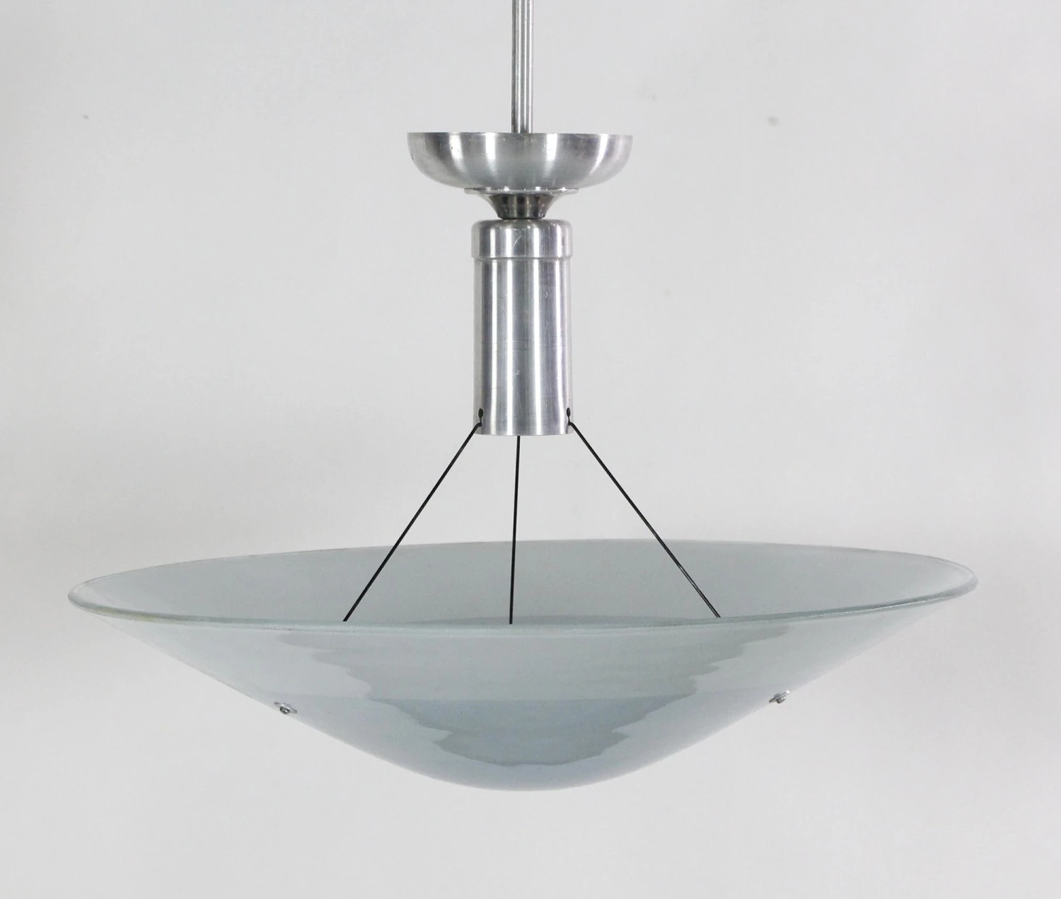 1950s Mid Century Concentric Circle Ombre Blue Glass Pendant Light 7 1950s Mid Century Concentric Circle Ombre Blue Glass Pendant Light - Image 5