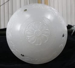 1940s White Floral Glass Dish Semi Flush Dome Light 11 1940s White Floral Glass Dish Semi Flush Dome Light -OGT Sale Store q273701 04