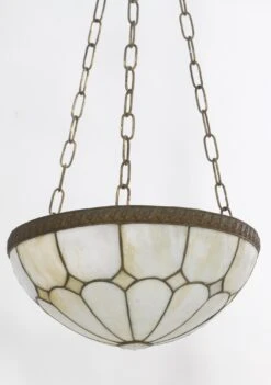 Vintage Traditional Leaded Glass & Brass Bowl Pendant Light 15 Vintage Traditional Leaded Glass & Brass Bowl Pendant Light -OGT Sale Store q273703 05