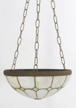 Vintage Traditional Leaded Glass & Brass Bowl Pendant Light 16 Vintage Traditional Leaded Glass & Brass Bowl Pendant Light -OGT Sale Store q273703 06