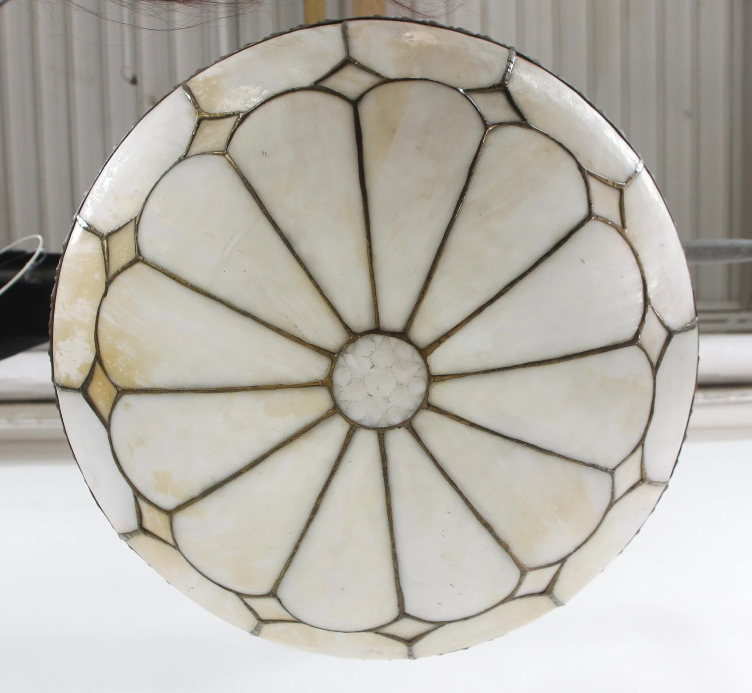 Vintage Traditional Leaded Glass & Brass Bowl Pendant Light 10 Vintage Traditional Leaded Glass & Brass Bowl Pendant Light - Image 8