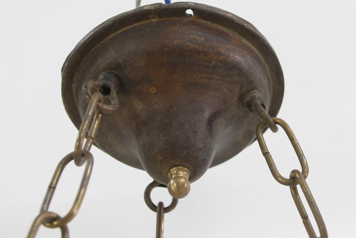 Vintage Traditional Leaded Glass & Brass Bowl Pendant Light 11 Vintage Traditional Leaded Glass & Brass Bowl Pendant Light - Image 9