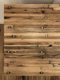 Oak Industrial Flooring 4 Swing Seat Table With Cast Iron Base -OGT Sale Store q273732 15