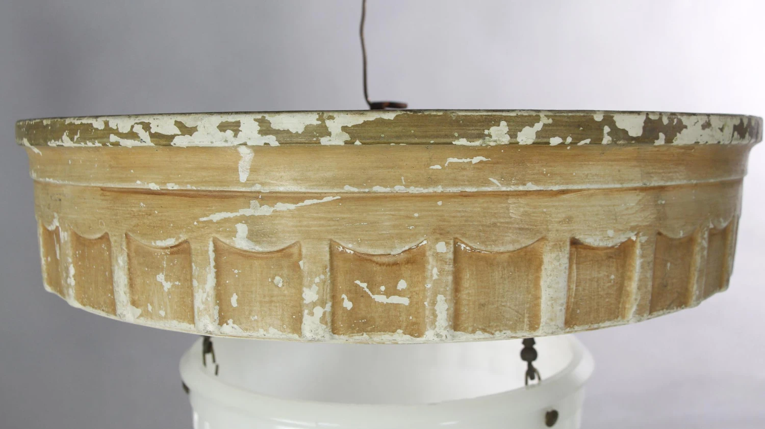 1910s Brascolite Milk Glass Dish Theater Semi Flush Mount Light 6 1910s Brascolite Milk Glass Dish Theater Semi Flush Mount Light - Image 4