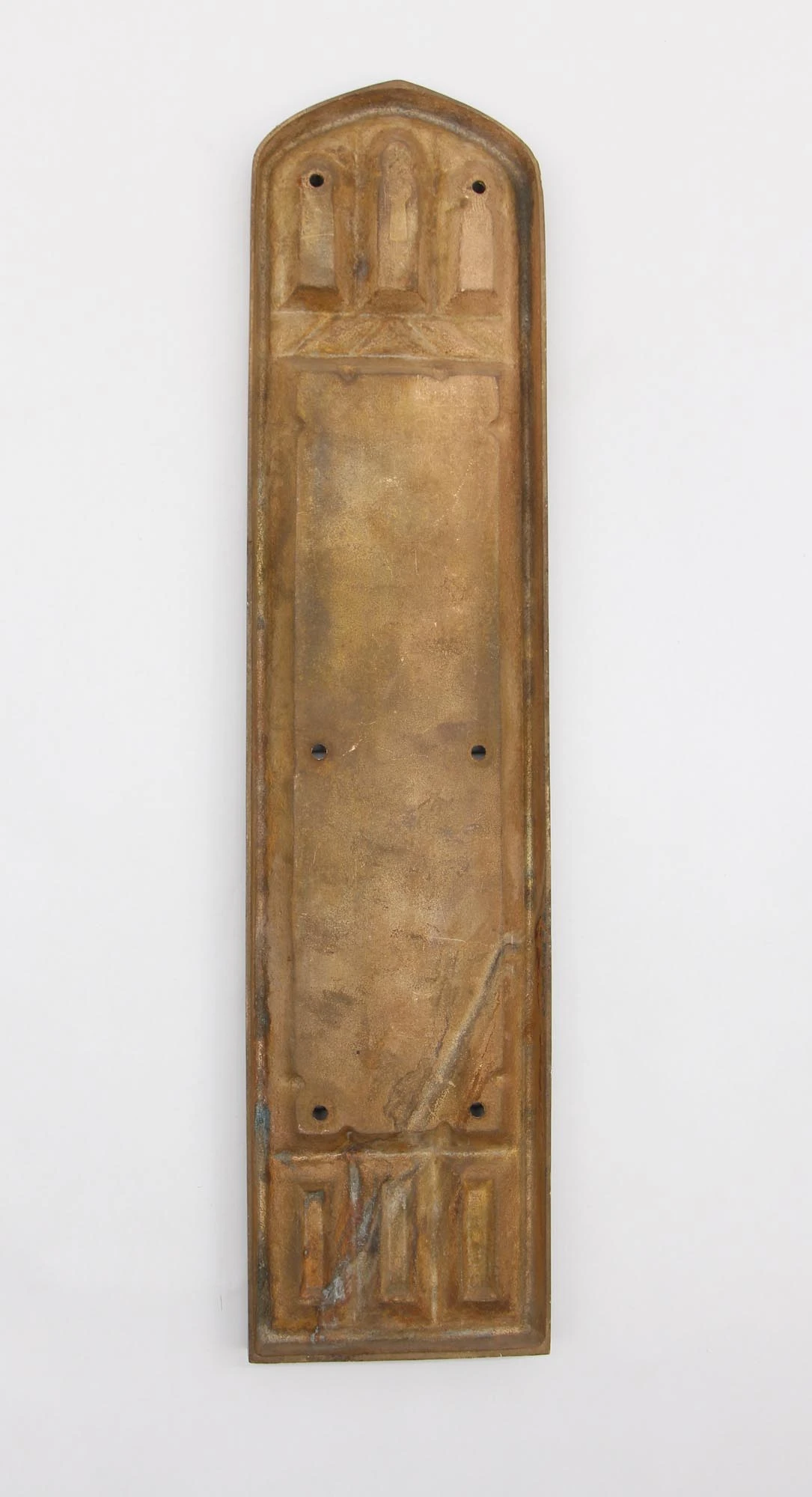 Antique 14.5 In. Gothic Bronze Door Push Plate 6 Antique 14.5 In. Gothic Bronze Door Push Plate - Image 4