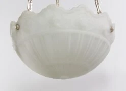 Antique 1900s Cast Glass Silver Chain Dish Pendant Light 15 Antique 1900s Cast Glass Silver Chain Dish Pendant Light -OGT Sale Store q274122 04