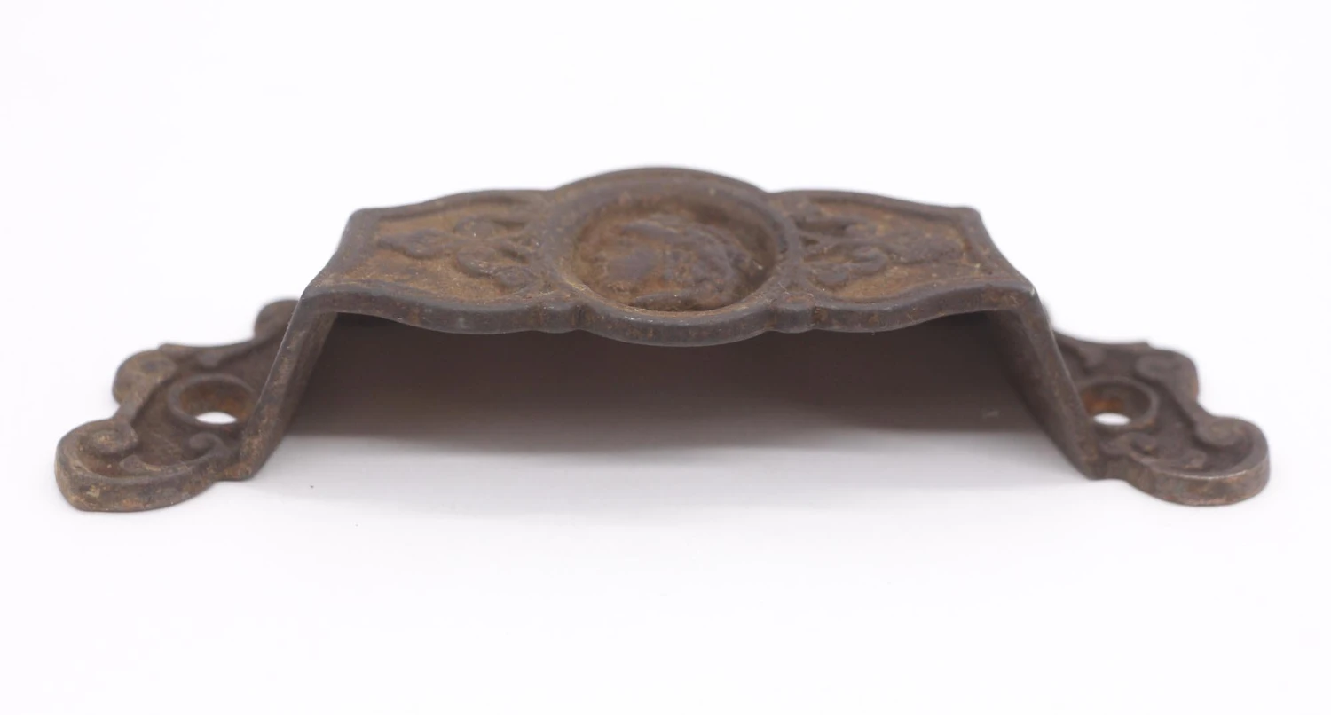 Antique Victorian Cast Iron Lady Face Bin Pull 6 Antique Victorian Cast Iron Lady Face Bin Pull - Image 4