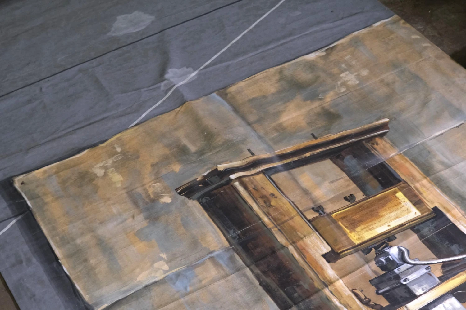 Unfinished Canvas Printing Press Oil Painting 29 Ft. X 8 Ft. 9 Unfinished Canvas Printing Press Oil Painting 29 Ft. X 8 Ft. - Image 7