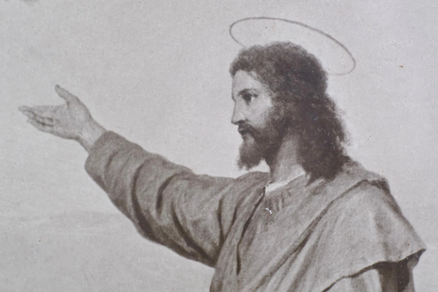 Vintage Sepia Art Print Of Christ & His Followers In A Black Wood Frame 6 Vintage Sepia Art Print Of Christ & His Followers In A Black Wood Frame - Image 4