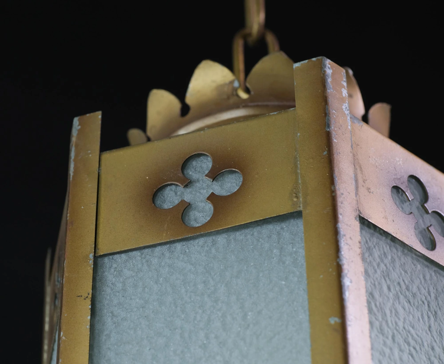 Pair Of 1950s Brass Patina Gothic Pendant Lights 7 Pair Of 1950s Brass Patina Gothic Pendant Lights - Image 5