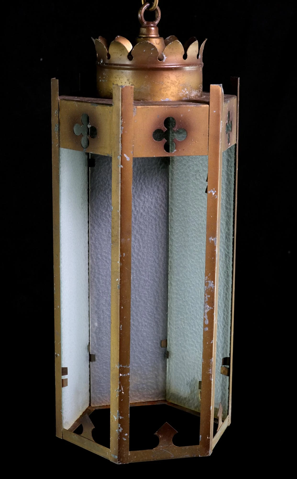 Pair Of 1950s Brass Patina Gothic Pendant Lights 11 Pair Of 1950s Brass Patina Gothic Pendant Lights - Image 9