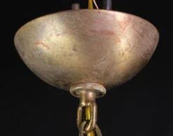 1930s Art Deco 5 Arm Etched Glass Shades Brass & Nickel Chandelier 15 1930s Art Deco 5 Arm Etched Glass Shades Brass & Nickel Chandelier -OGT Sale Store q275083 06