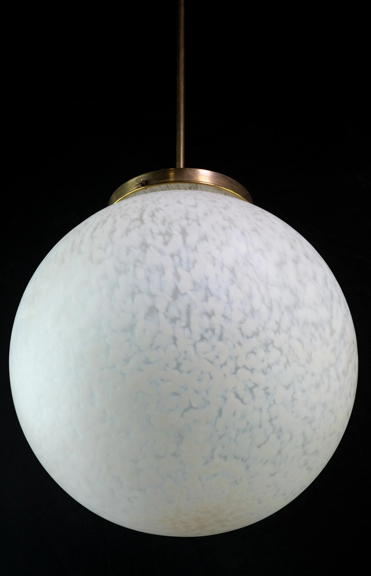 Mid Century Glass Globe Brass Pole Pendant Light 8 Mid Century Glass Globe Brass Pole Pendant Light - Image 6