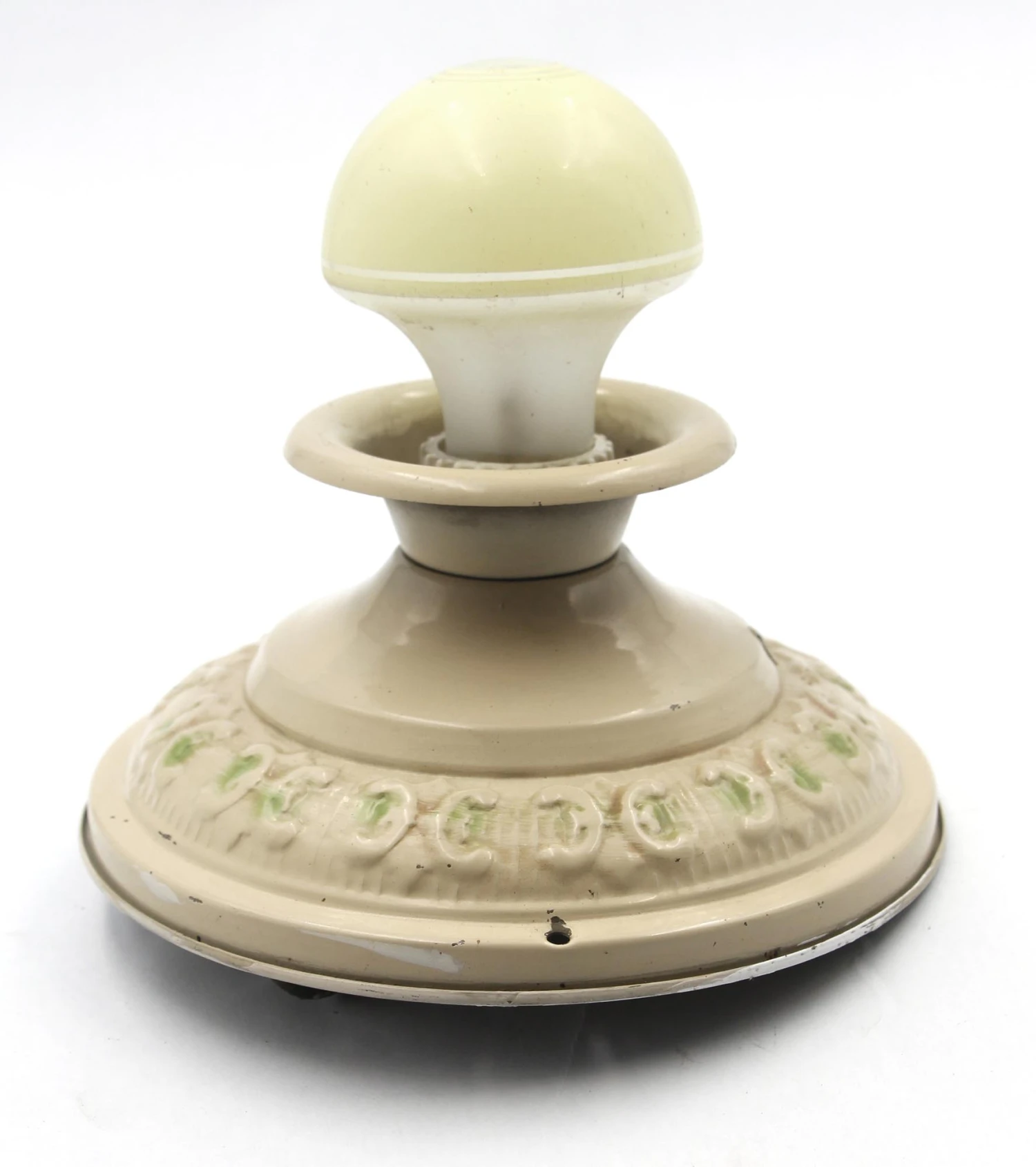 Hand Painted Beige & Green Steel Flush Mount Fixture 8 Hand Painted Beige & Green Steel Flush Mount Fixture - Image 6