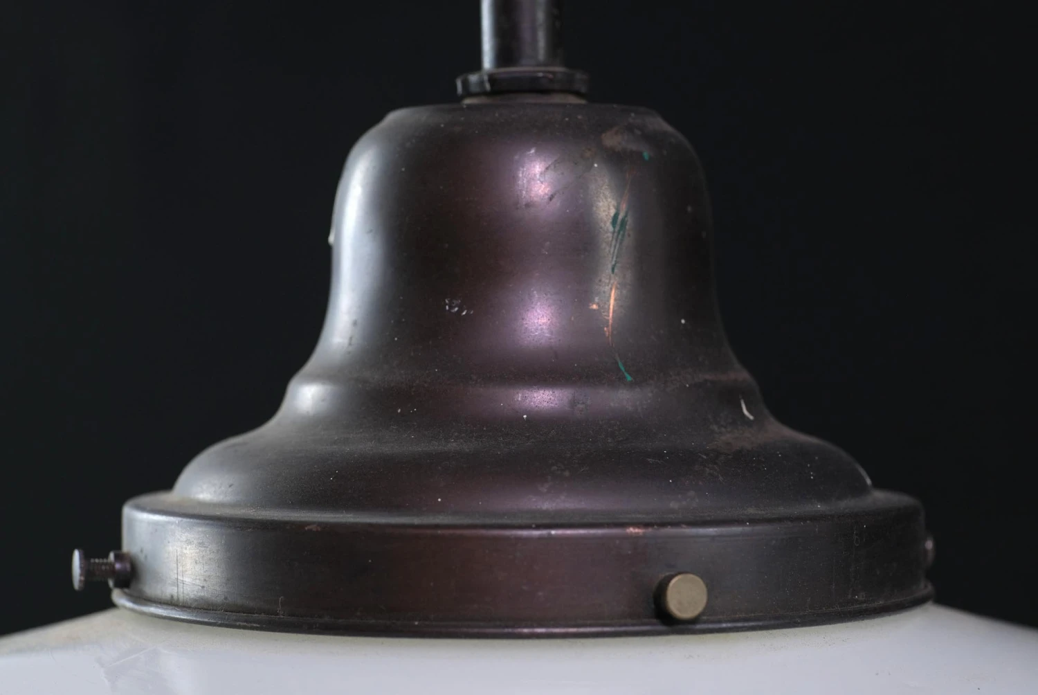 1930s 18 In. Steel Pole School House Globe Pendant Light 7 1930s 18 In. Steel Pole School House Globe Pendant Light - Image 5