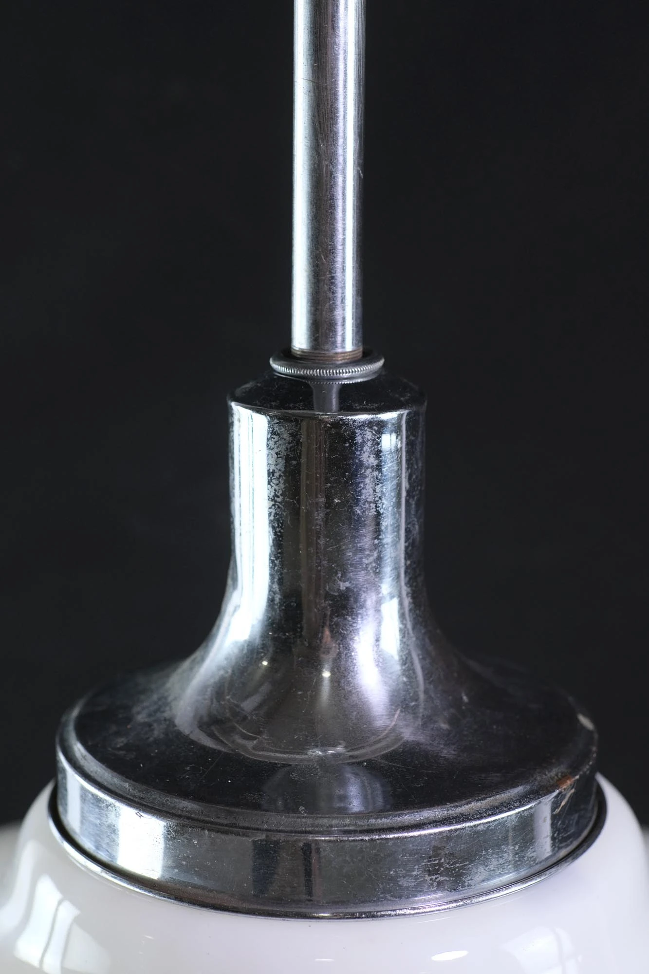 Mid Century 18 In. School House Conical Nickel Pole Pendant Light 6 Mid Century 18 In. School House Conical Nickel Pole Pendant Light - Image 4