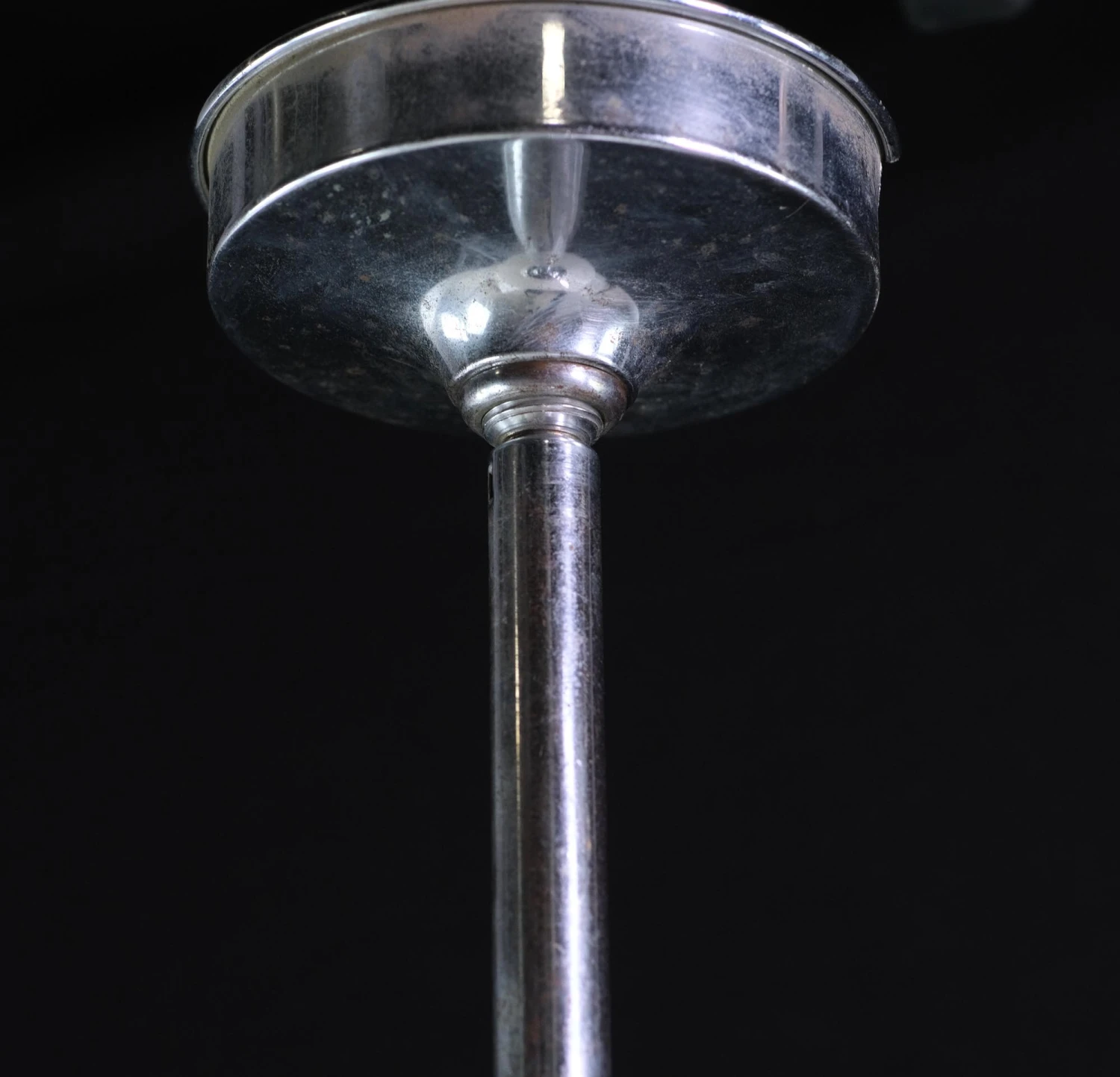 Mid Century 18 In. School House Conical Nickel Pole Pendant Light 7 Mid Century 18 In. School House Conical Nickel Pole Pendant Light - Image 5