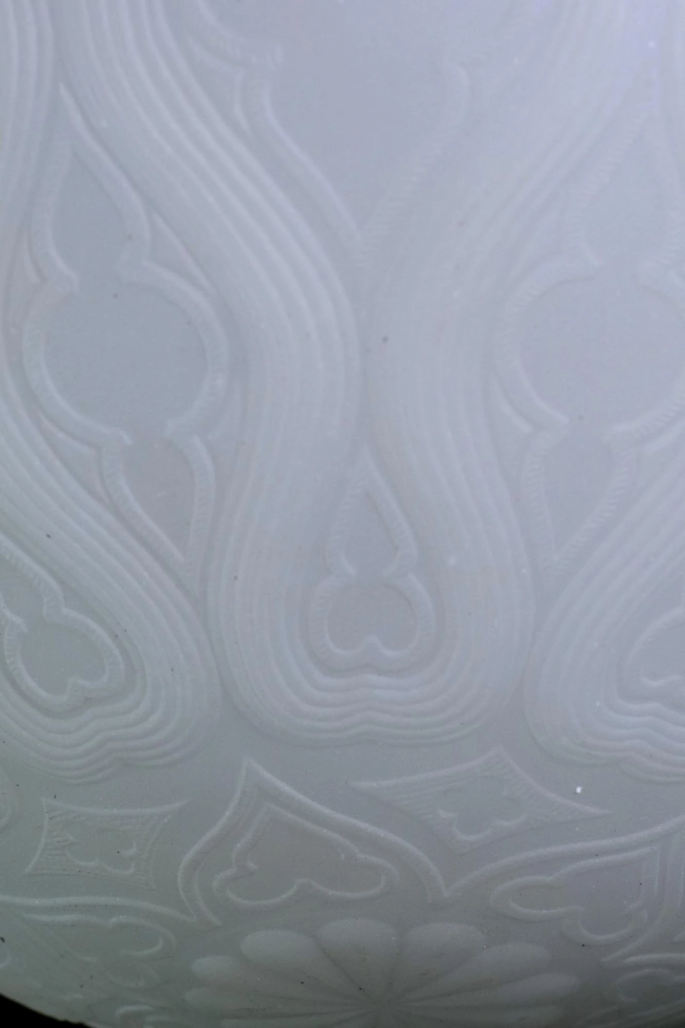 Cast Milk Glass Quatrefoil Design Dish Pendant Light 6 Cast Milk Glass Quatrefoil Design Dish Pendant Light - Image 4