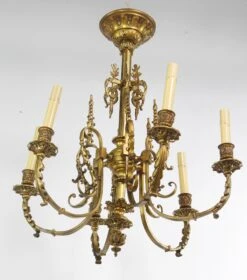 19th Century French Gilded Bronze 6 Arm Chandelier -OGT Sale Store q275786 04
