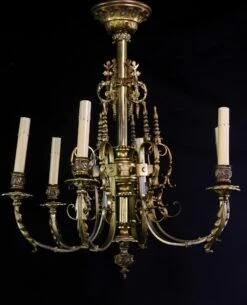 19th Century French Gilded Bronze 6 Arm Chandelier -OGT Sale Store q275786 15