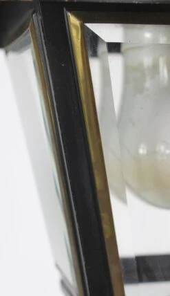 Black Brass Hanging Lantern With Beveled & Etched Glass -OGT Sale Store q275787 05