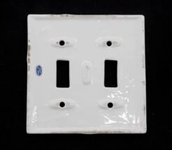 Vintage White & Gold Ceramic 2 Gang Switch Cover -OGT Sale Store q275844 04