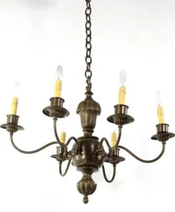 Antique Brass 6 Arm Fluted Georgian Chandelier -OGT Sale Store q275864 04