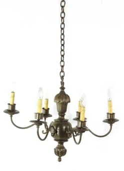 Antique Brass 6 Arm Fluted Georgian Chandelier -OGT Sale Store q275864 05