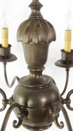 Antique Brass 6 Arm Fluted Georgian Chandelier -OGT Sale Store q275864 08