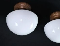 Pair Of Large Antique Milk Glass Mushroom Flush Mount Lights 13 Pair Of Large Antique Milk Glass Mushroom Flush Mount Lights -OGT Sale Store q275871 04
