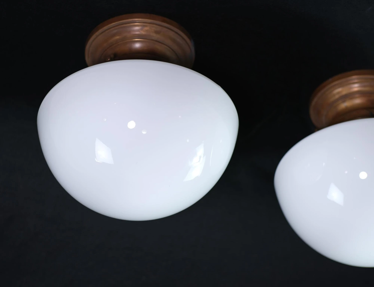 Pair Of Large Antique Milk Glass Mushroom Flush Mount Lights 6 Pair Of Large Antique Milk Glass Mushroom Flush Mount Lights - Image 4