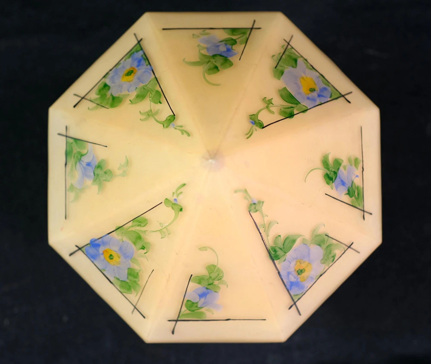 1940s Hand Painted Octagon Shaped Semi Flush Mount Light 7 1940s Hand Painted Octagon Shaped Semi Flush Mount Light - Image 5