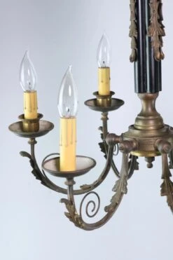 1920s French 6 Arm Scrolled Foliage Brass Chandelier 21 1920s French 6 Arm Scrolled Foliage Brass Chandelier -OGT Sale Store q275935 09